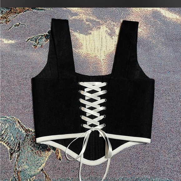 Nike Black Corset Tank with White Accents - Picture 2 of 4